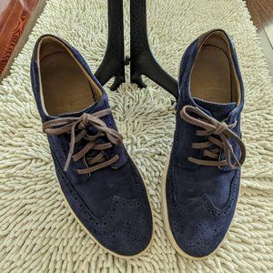 Cole Haan mens C13806 Joshua wingtip blue suede Oxford shoes